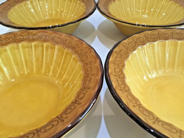 Set Of (4) Metlox Vernon Ware San Fernando Gold Bowls Poppy Trail (6-7/8”)