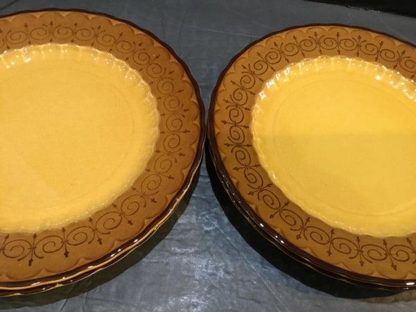 Set of (4) Metlox Vernon Ware San Fernando Gold 10.75” Dinner Plates