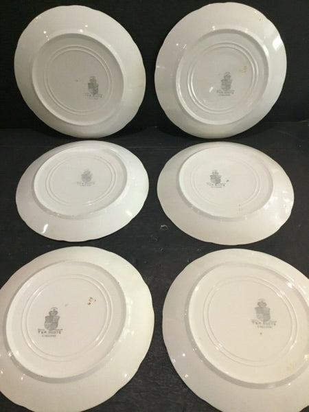 SET OF (8) ANTIQUE T&R BOOTE IRONSTONE DAISY PATTERN 8” SALAD PLATES (ENGLAND)
