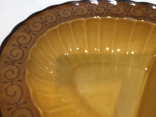 Metlox Vernon Ware "San Fernando Gold Poppy Trail" Divided Oval Serving Bowl
