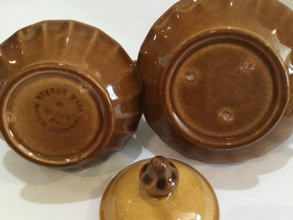 Metlox Vernon Ware "San Fernando Gold Poppy Trail" Creamer & Covered Sugar Bowl