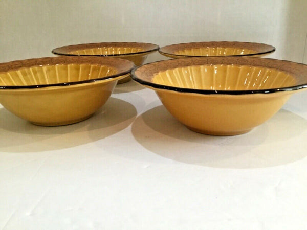 Set Of (4) Metlox Vernon Ware San Fernando Gold Bowls Poppy Trail (6-7/8”)