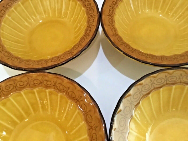 Set Of (4) Metlox Vernon Ware San Fernando Gold Bowls Poppy Trail (6-7/8”)