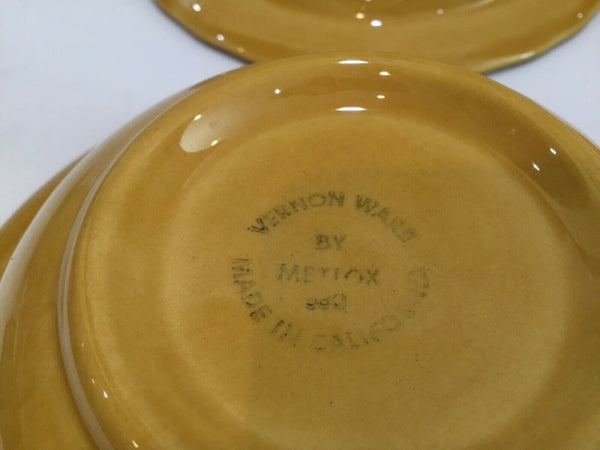 Set Of (4) Metlox Vernon Ware San Fernando Gold Bowls Poppy Trail (6-7/8”)