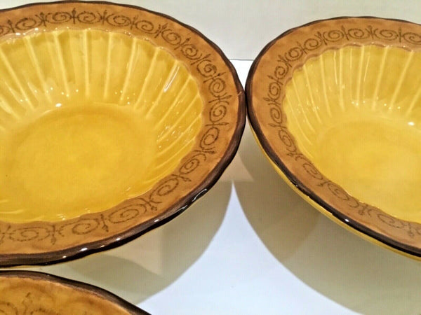 Set Of (4) Metlox Vernon Ware San Fernando Gold Bowls Poppy Trail (6-7/8”)