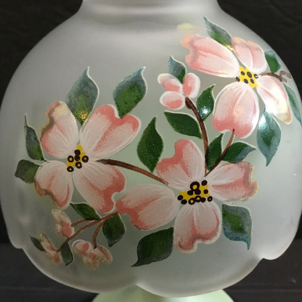 3-Piece Light Green Glass Pedestal with Floral Frosted Glass Shade Votive Holder