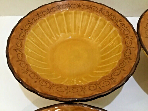 Set Of (4) Metlox Vernon Ware San Fernando Gold Bowls Poppy Trail (6-7/8”)