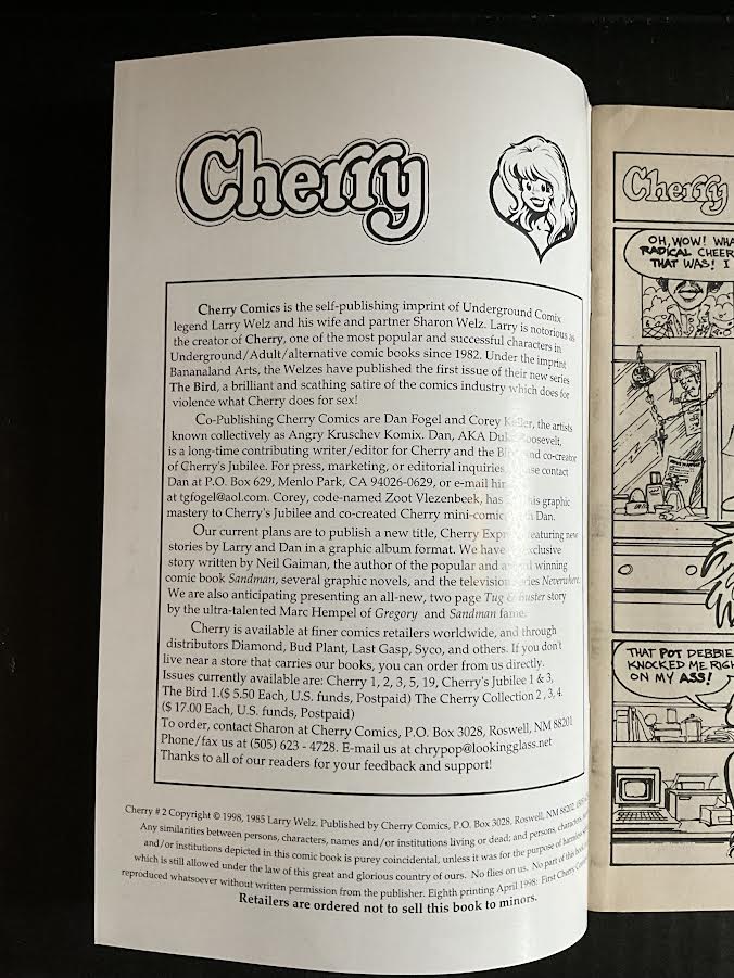 APRIL 1998 CHERRY COMICS CHERRY #2 COMIC BOOK BY LARRY WELZ (8TH