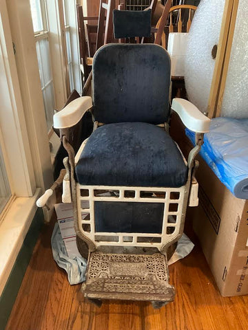 ANTIQUE THEO-A-KOCHS CAST IRON BARBER'S CHAIR (100+ YEARS OLD)