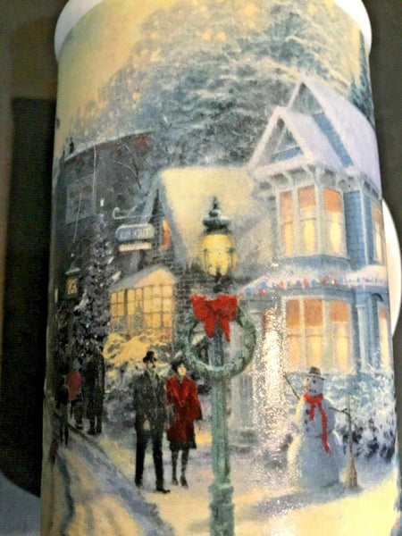 2007 Thomas Kinkade Christmas Celebration Street Scene Coffee Mug