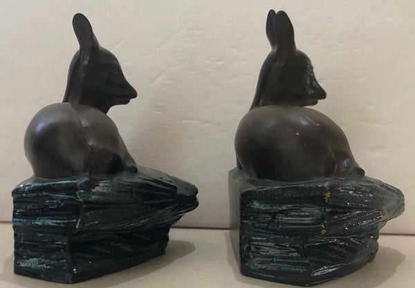 Set of (2) Cast Metal Deer or Doe Book Ends